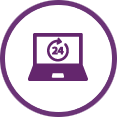 Icon of laptop with 24x7 logo on it representing 24x7x365 monitoring by a proactive Portland Managed Services Provider.