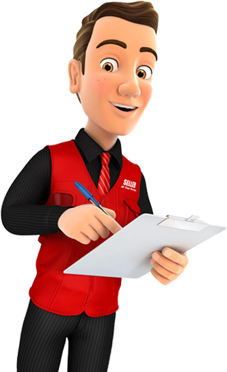 IT consultant with red shirt and clipboard ready to discuss your IT problems.