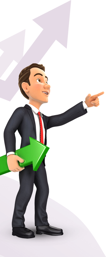 IT manager standing with green arrow points the way to solve your business IT consulting Portland Oregon problems.