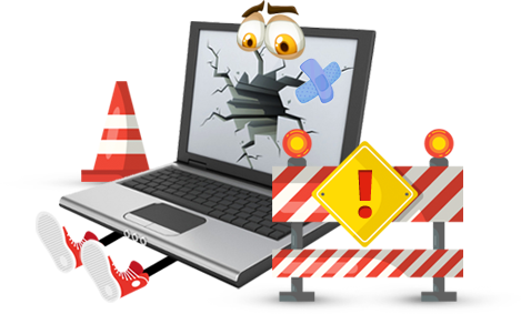 Image of Laptop computer, without a Managed Services Provider, that crashed with massive IT problems.