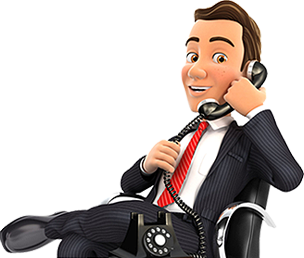 Business manager happily talking on free VoIP phone system in Portland Oregon