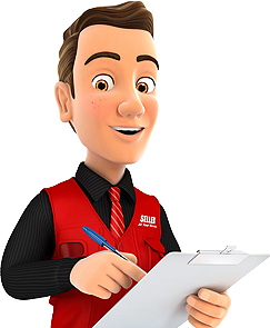 IT Services technician in red service vest with clipboard ready in 7 minutes or less to discover what IT issues are plaguing your business.