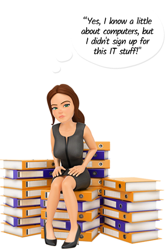 Portland office manager upset because she is expected to solve all the computer network problems herself!